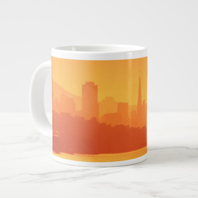 Bright San Francisco sunset. Large Coffee Mug (Front Left)