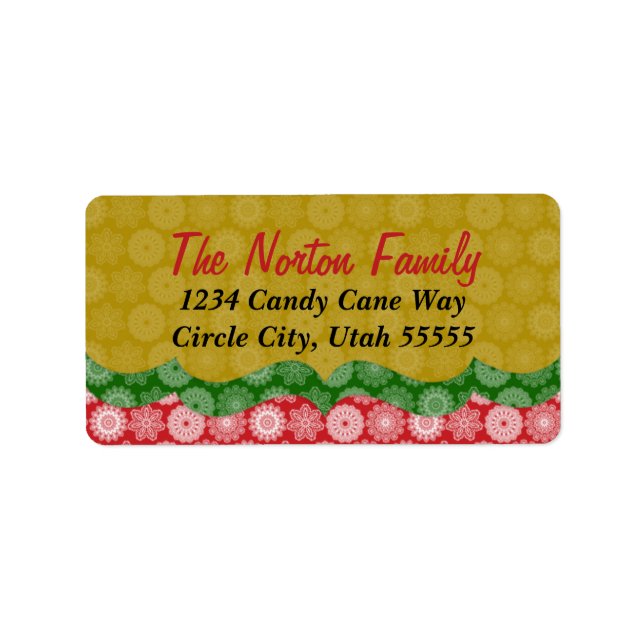 Bright Scallop Edge Snowflake Address Label (Front)