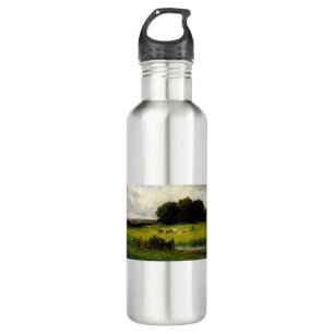 Bright Scene of Cattle near Stream - Edward Mitche 710 Ml Water Bottle