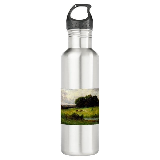 Bright Scene of Cattle near Stream - Edward Mitche 710 Ml Water Bottle (Front)