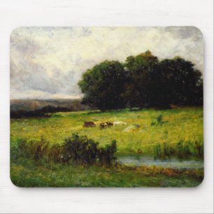 Bright Scene of Cattle near Stream - Edward Mitche Mouse Mat