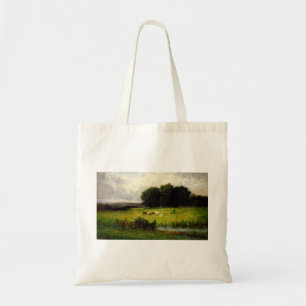 Bright Scene of Cattle near Stream - Edward Mitche Tote Bag