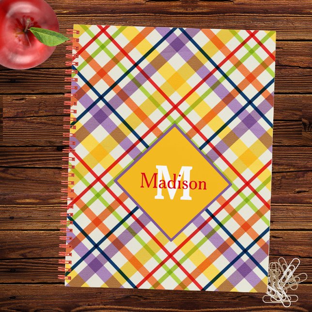 Bright School Plaid Monogram Notebook (Creator Uploaded)