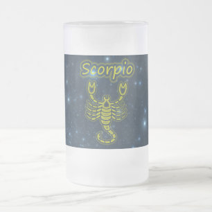 Bright Scorpio Frosted Glass Beer Mug