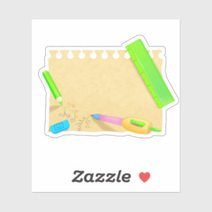 Bright scrapbook sticker old paper with stationery