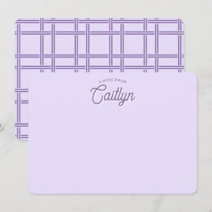 Bright Script Purple Trendy Personalised Flat Card
