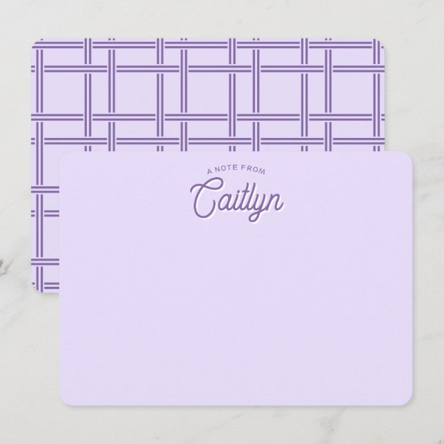 Bright Script Purple Trendy Personalised Flat Card (Front/Back)