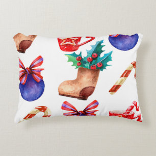 Bright, seamless New Year's pattern of candies, ba Decorative Cushion