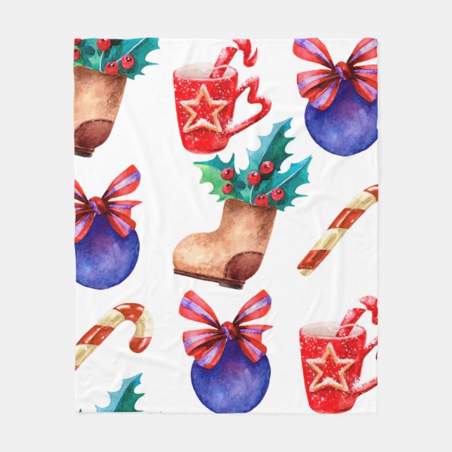 Bright, seamless New Year's pattern of candies, ba Fleece Blanket (Front)