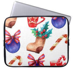 Bright, seamless New Year's pattern of candies, ba Laptop Sleeve