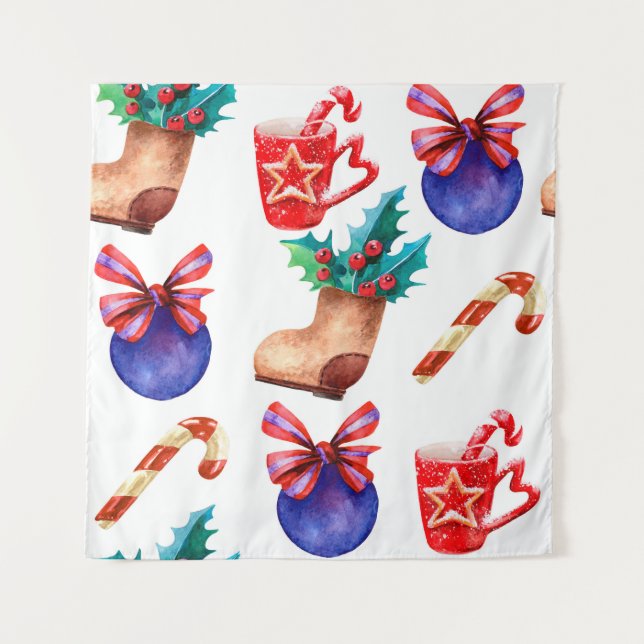 Bright, seamless New Year's pattern of candies, ba Tapestry (Front)