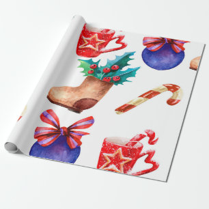 Bright, seamless New Year's pattern of candies, ba Wrapping Paper
