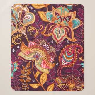 Bright seamless pattern in paisley style. Colorful Sherpa Blanket