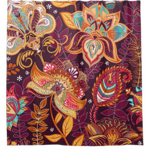 Bright seamless pattern in paisley style. Colorful Shower Curtain