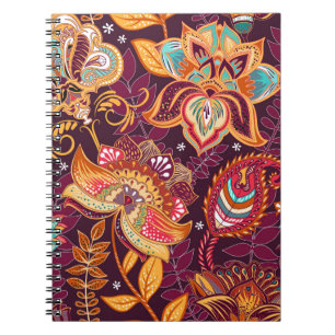 Bright seamless pattern in paisley style. Colourfu Notebook