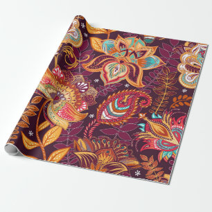 Bright seamless pattern in paisley style. Colourfu Wrapping Paper