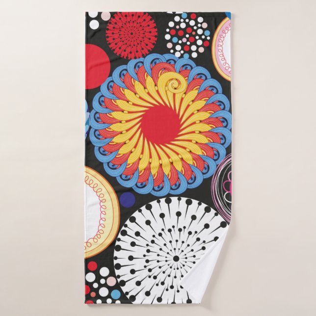 Bright seamless pattern of different round element bath towel (Bath Towel)
