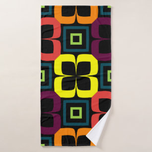 Bright seamless pattern with colorful flowers on a bath towel