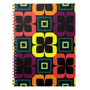 Bright seamless pattern with colourful flowers on  notebook