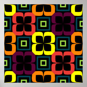 Bright seamless pattern with colourful flowers on  poster