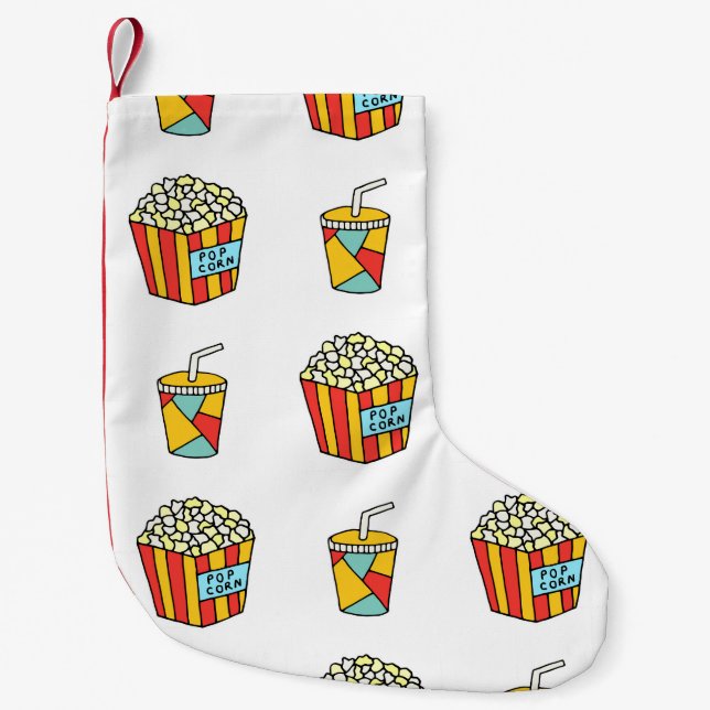 Bright seamless pattern with food for watching mov small christmas stocking (Front)