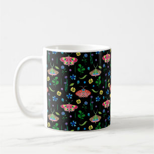Bright seamless pattern with multicolored butterfl coffee mug