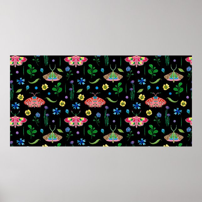 Bright seamless pattern with multicolored butterfl poster (Front)
