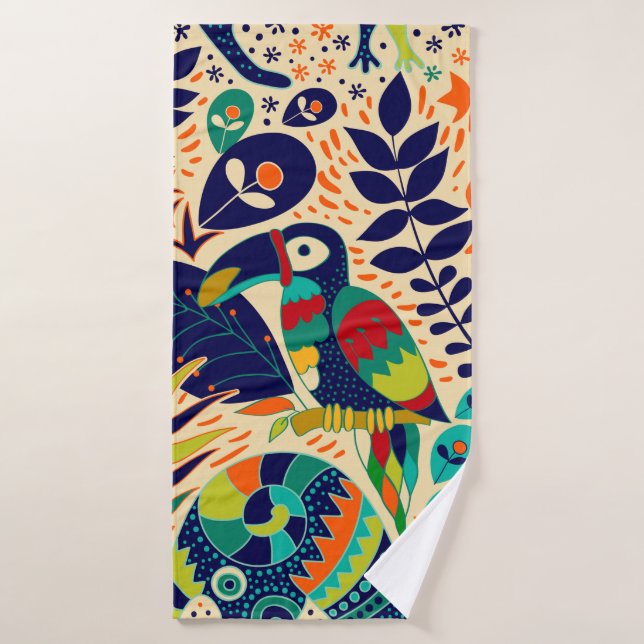 Bright seamless pattern. Yellow floral background. Bath Towel (Bath Towel)