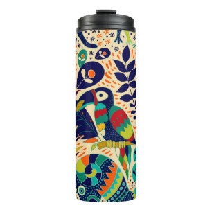 Bright seamless pattern. Yellow floral background. Thermal Tumbler