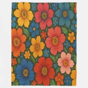 Bright Seamless Wildflower Pattern Fleece Blanket