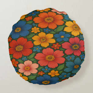 Bright Seamless Wildflower Pattern  Round Cushion