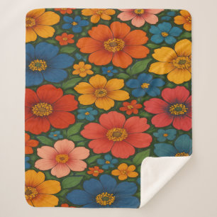 Bright Seamless Wildflower Pattern  Sherpa Blanket