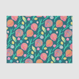 Bright Seashells and Seaweed Pattern Tissue Paper