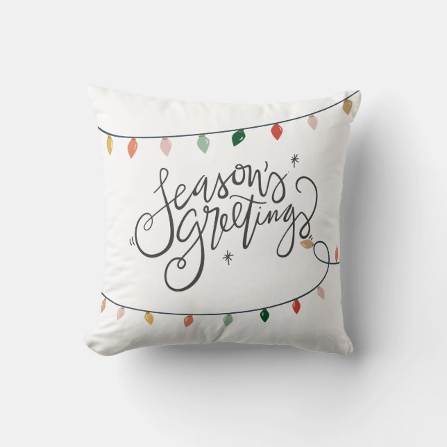 Bright Season's Greetings Christmas Lights Cushion (Front)