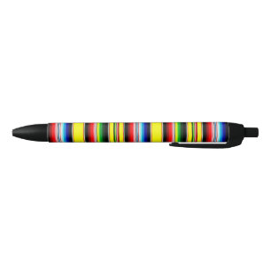 Bright serape stripes black ink pen