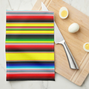Bright serape stripes tea towel