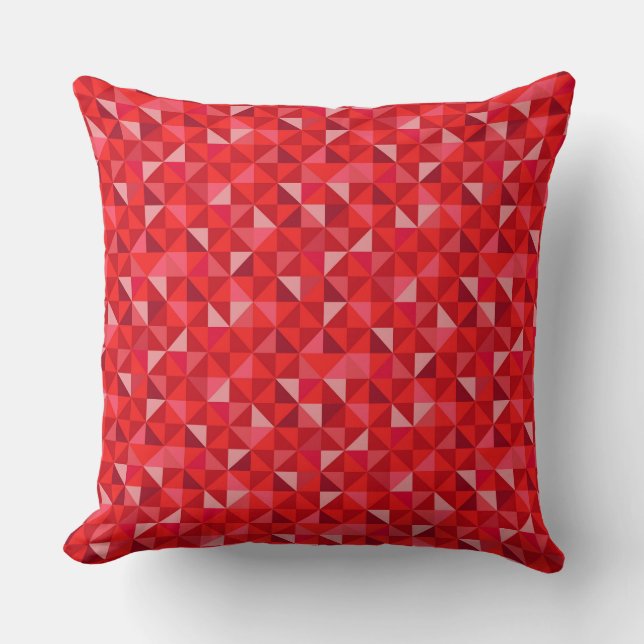BRIGHT SHADES OF RED GEOMETRIC PATTERNS CUSHION (Front)