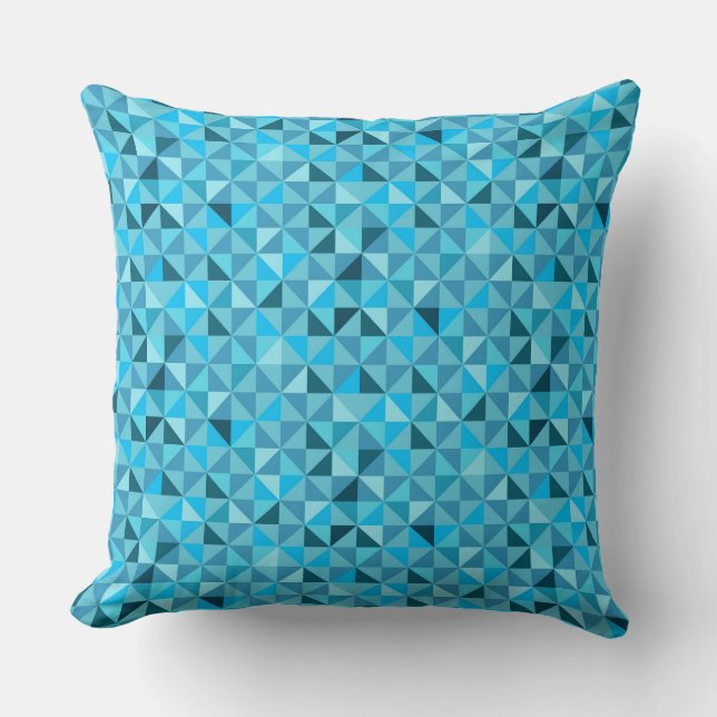 BRIGHT SHADES OF TURQUOISE GEOMETRIC PATTERNS CUSHION (Front)