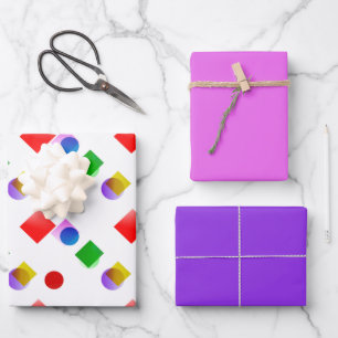 Bright Shape and Color with Pink and Violet Gifts Wrapping Paper Sheet