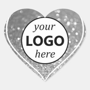 Bright Shimmery Silver Glitter Sparkle Stars Logo Heart Sticker