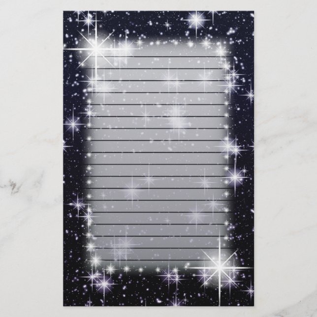 Bright Shining Stars In Space Lined Stationery (Front)