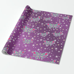 bright, shiny, butterflies, exclusive + pattern, wrapping paper