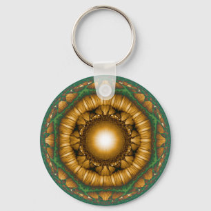Bright shiny floral fractal pattern key ring