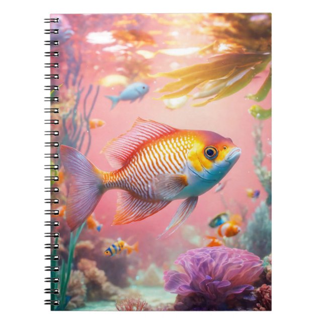 Bright & Shiny Pastel Rose Colourful Aquarium Notebook (Front)