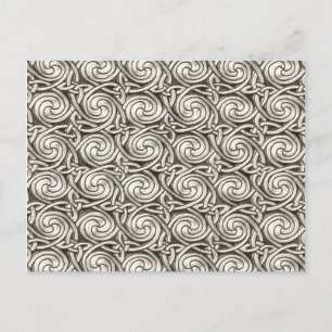Bright Shiny Silver Celtic Spiral Knots Pattern Postcard