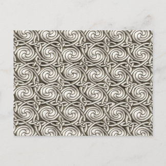 Bright Shiny Silver Celtic Spiral Knots Pattern Postcard