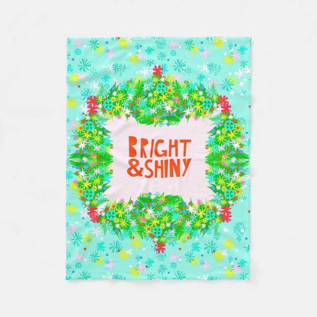Bright & Shiny Wreath Fleece Blanket (Front)