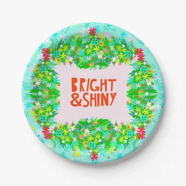 Bright & Shiny Wreath Paper Plate (Front)