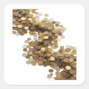 Bright Silver GOLDEN RAIN Square Sticker