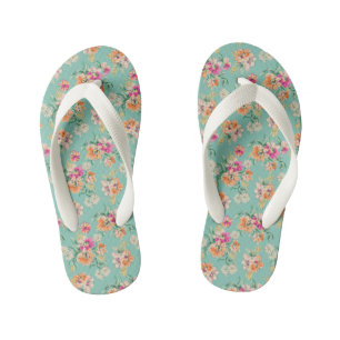 Bright Sketch Floral Pattern Kid's Flip Flops